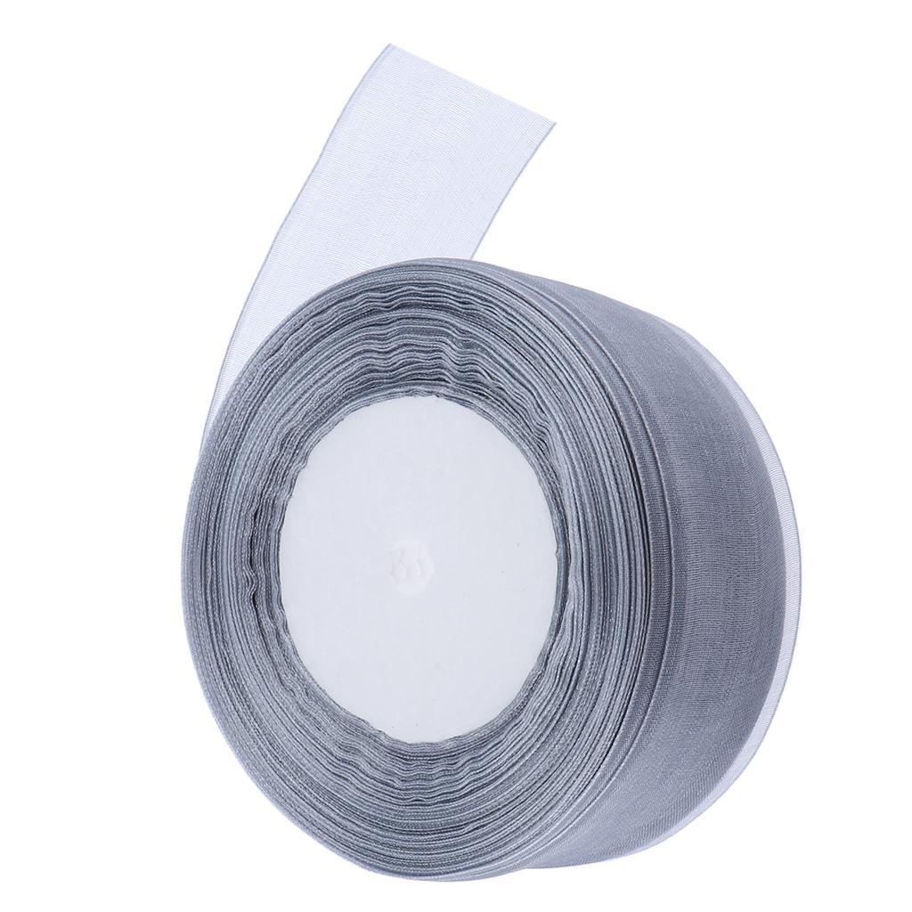 45m Sheer Solid Organza Ribbon Tulle Roll Spool Gift Wrapping Silver Grey