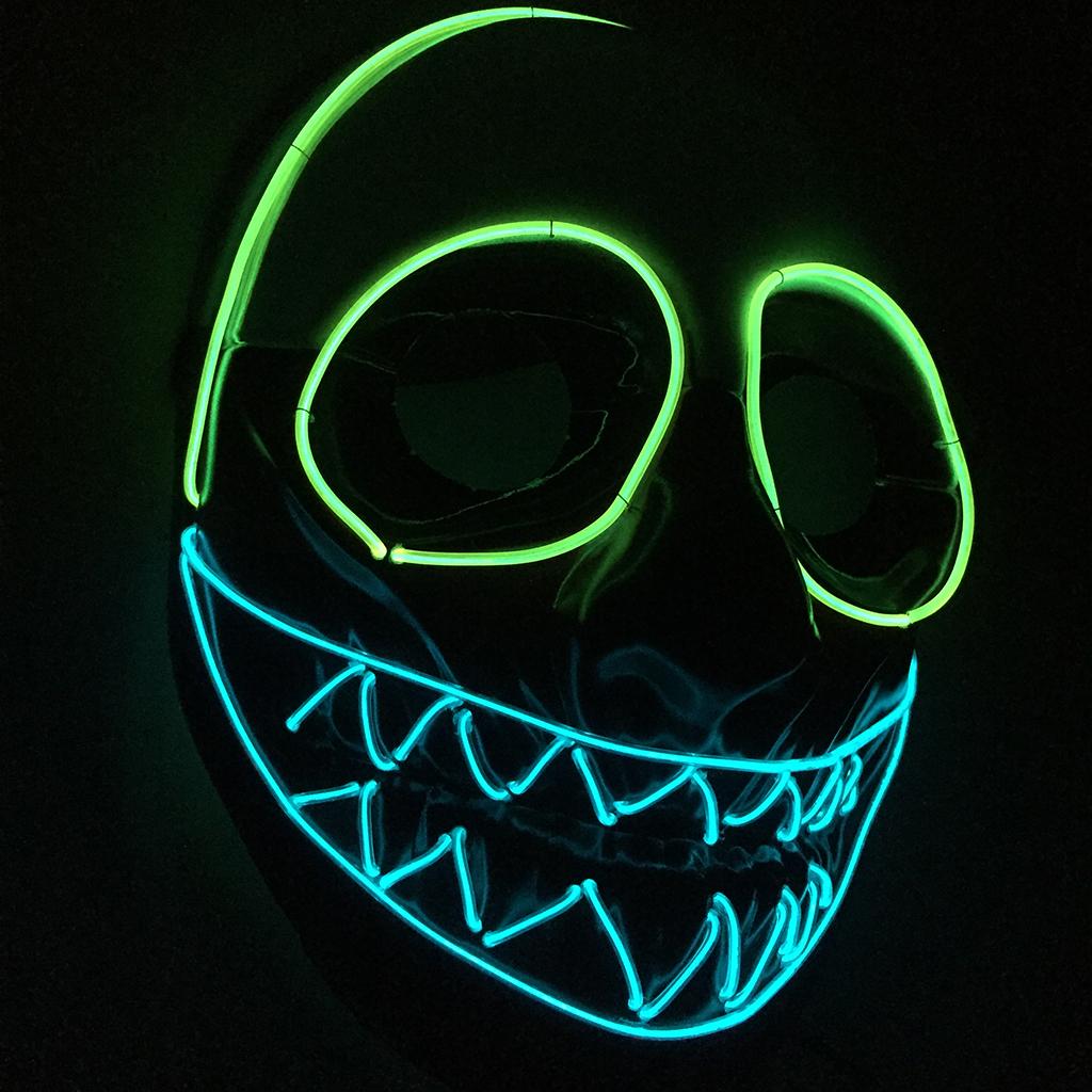 LED Glowing Zombie Ghost Halloween Mask Cosplay Costume Prop Fancy Dress