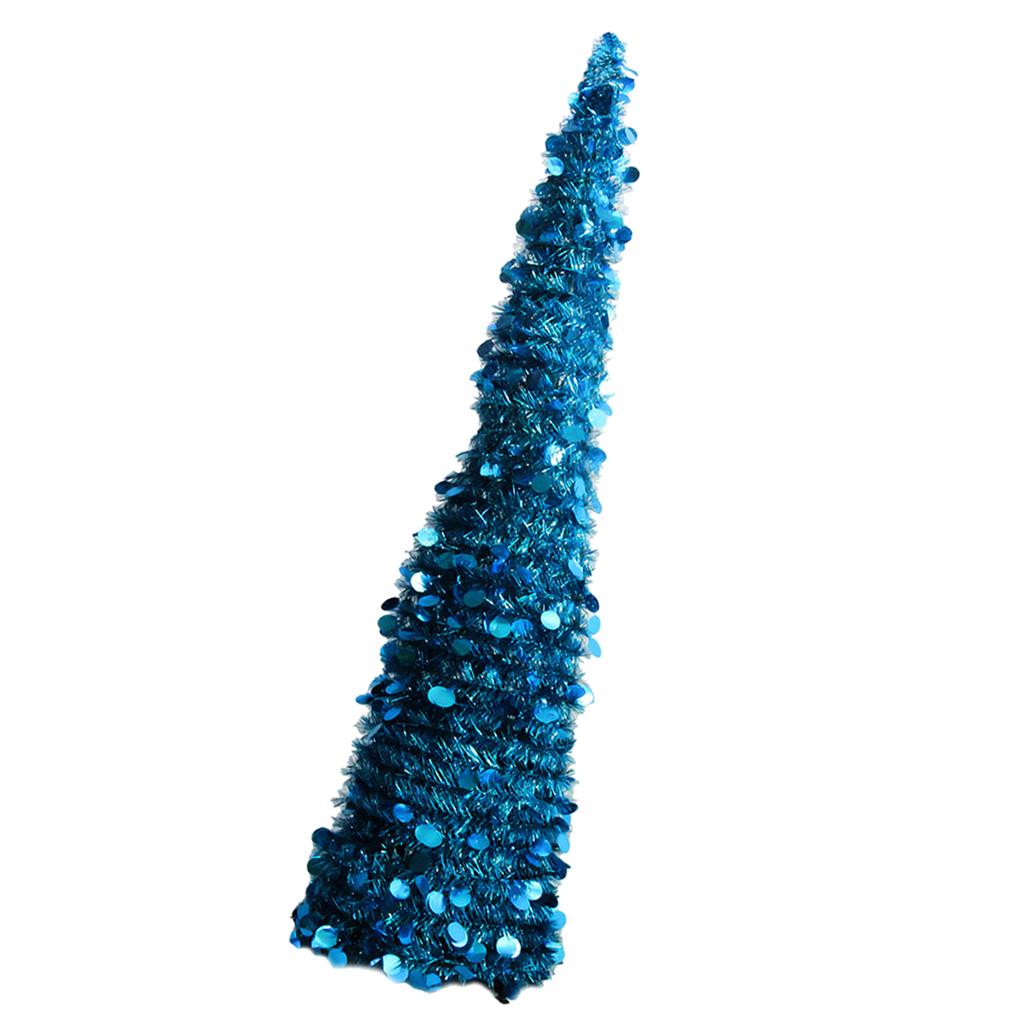 5ft Pop Up Tinsel Collapsible Artificial Christmas Tree with Stand Blue