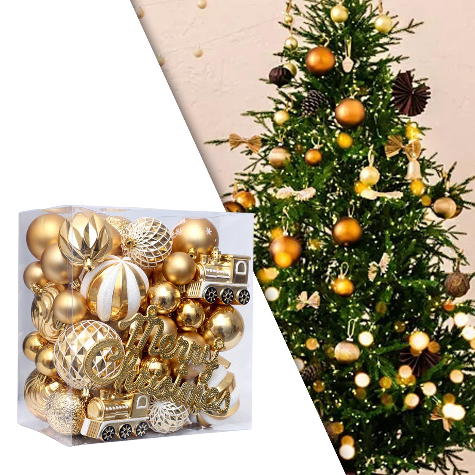65x Christmas Baubles Portable Pendant Durable for Farmhouse Home Gold