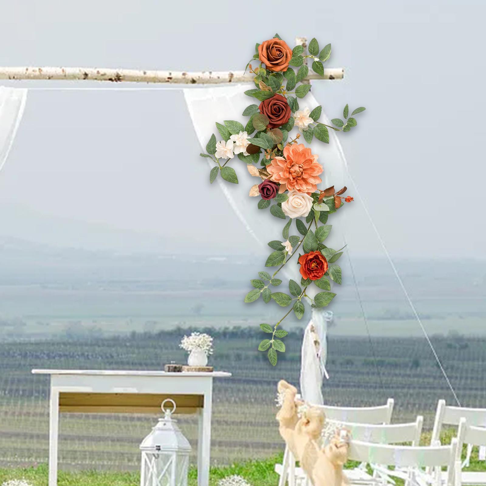 Artificial Flower Swag Rustic Centerpiece Garland for Ceremony Wedding Table Orange