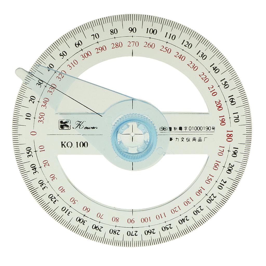 4x360 Degree Angle Measure 100mm Diameter Protractor Swing Arm School Office