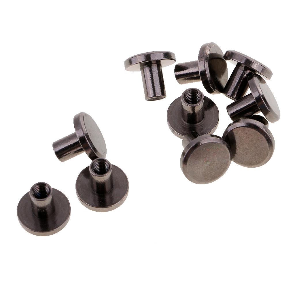 40 Sets 8mm Round Rivet Screw Studs Chicago Screw Leather Craft