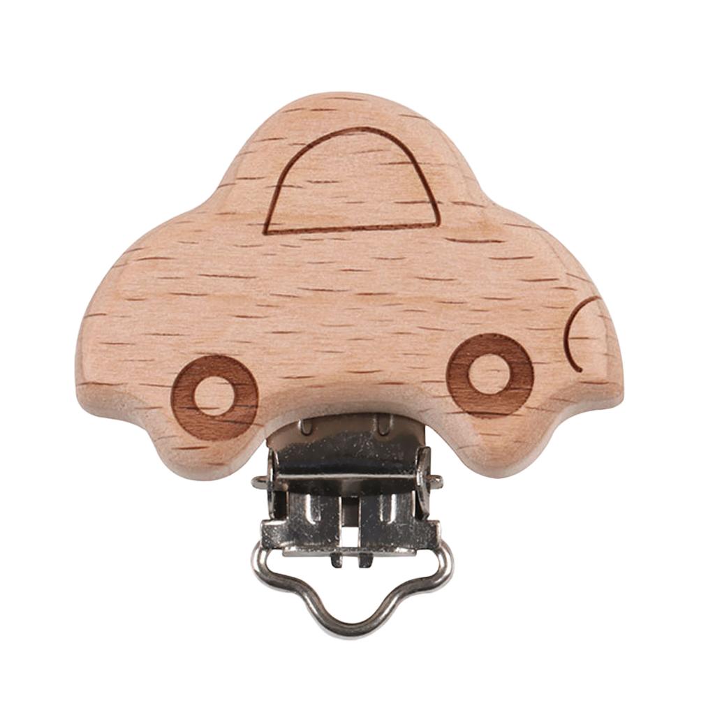 3 Pieces Baby Wooden Metal Pacifier Clips Soother Holder Car 44x45mm
