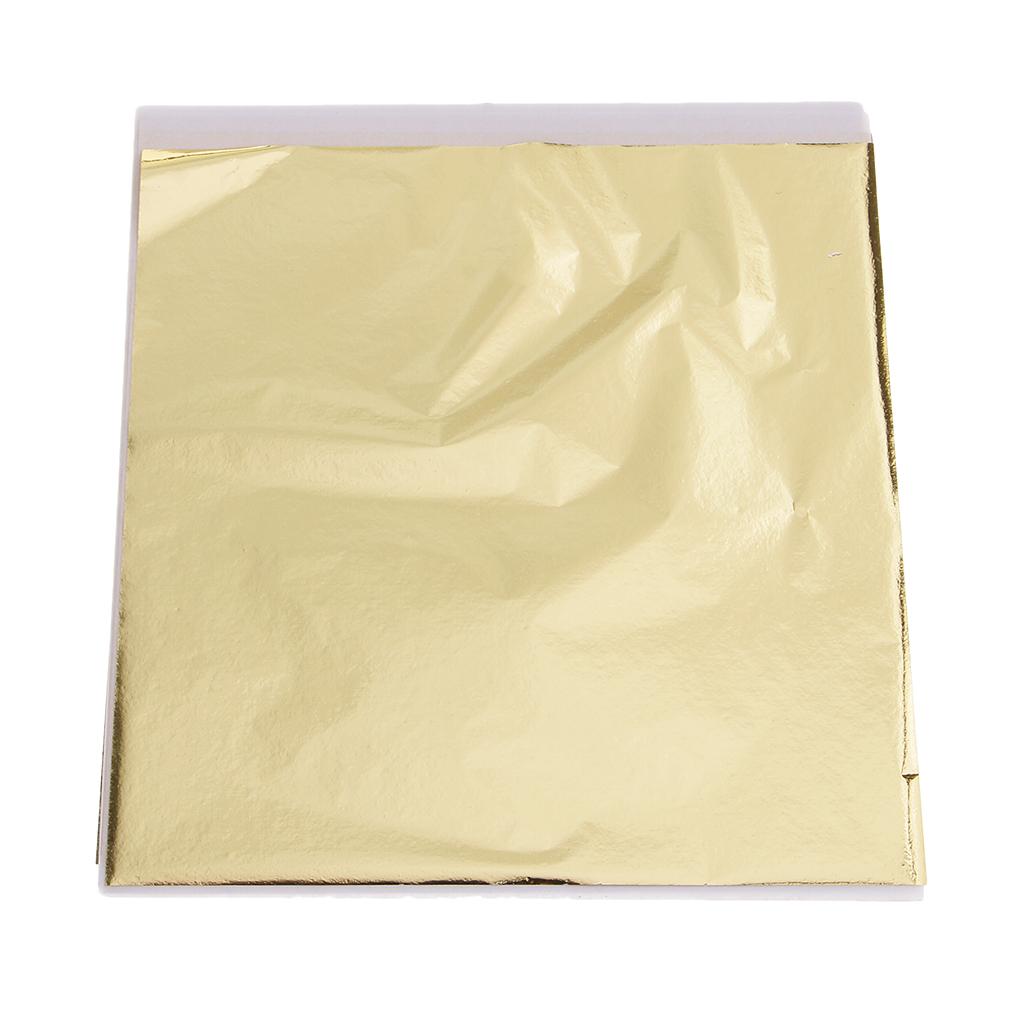 100 Sheets Imitation Gold Leaf for Arts, Gilding Crafting, Painting, Gold Decoration, Artistic Work, 5.5 by 5.5 Inches