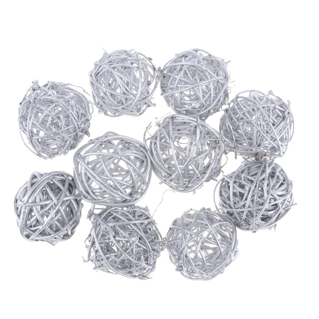 Rattan Vine Ball Ornaments Silver