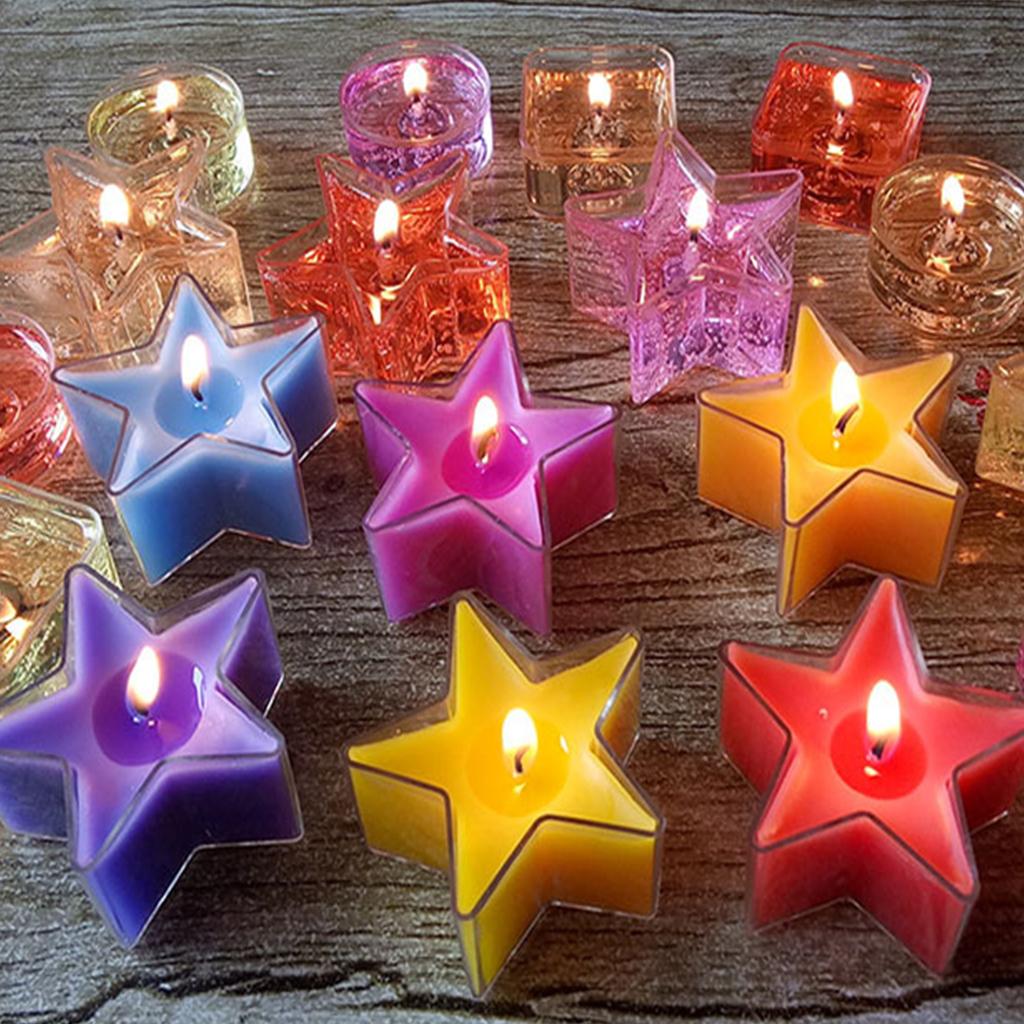 10X Star Square Design Tea Light Clear Plastic Cup Holders DIY Candle