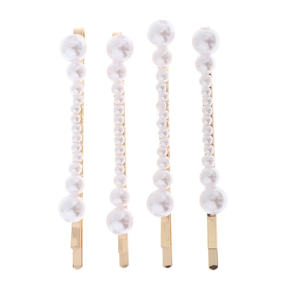 4pcs Pearl Barrette Cute Hair Clip Hairstyle Hair Pins Bridal Girl Gifts