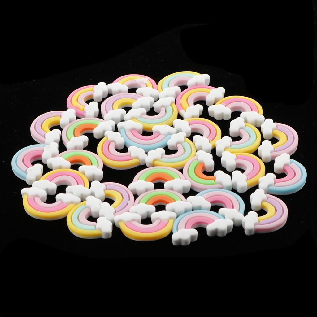 30 Pieces Kawaii Rainbows Resin Flatback Cabochon Embellishments DIY Crafts