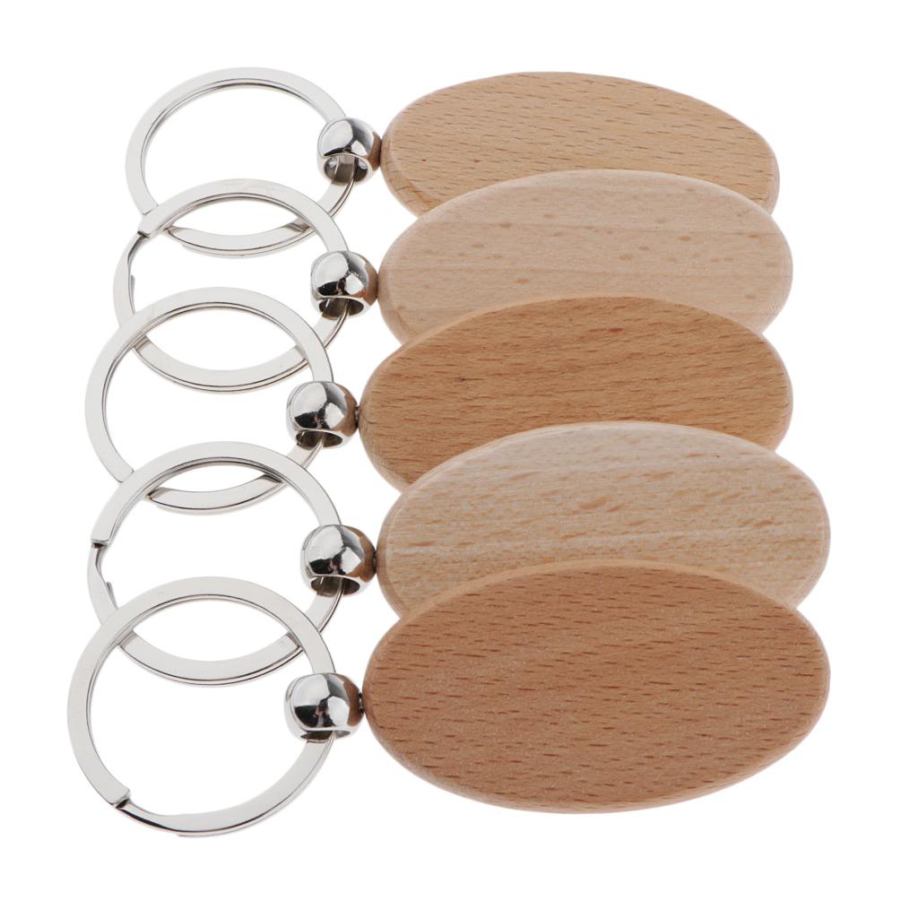 5X Wood Charms Blank For DIY Personal Keychain  oval  52x30mm