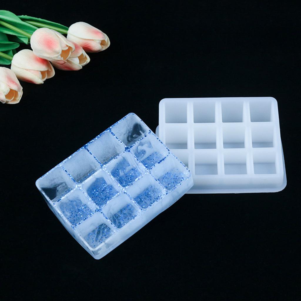 Silicone Mold Storage Box Making Jewelry Resin Casting Mold 125x125mm 10Hole