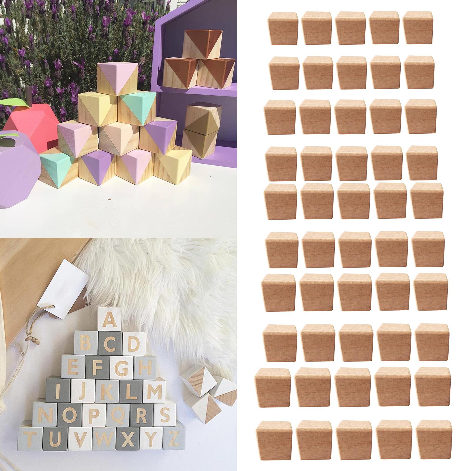 10x Unfinished Wooden Blocks Squares Embellishment DIY Craft Modelling 4CM