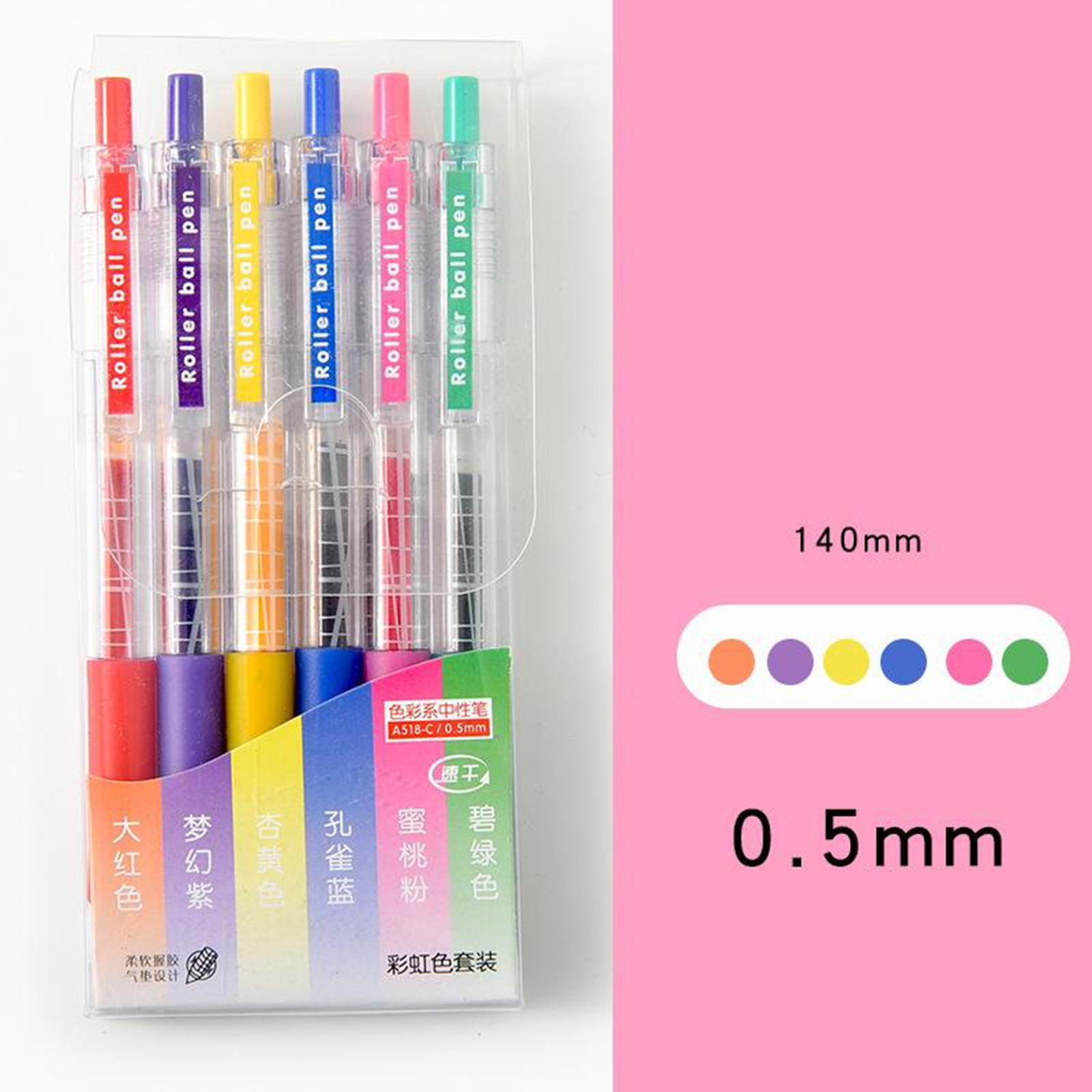 6PCS Gel Pens Set for Glitter Coloring Books Writing Drawing  Colorful Ink