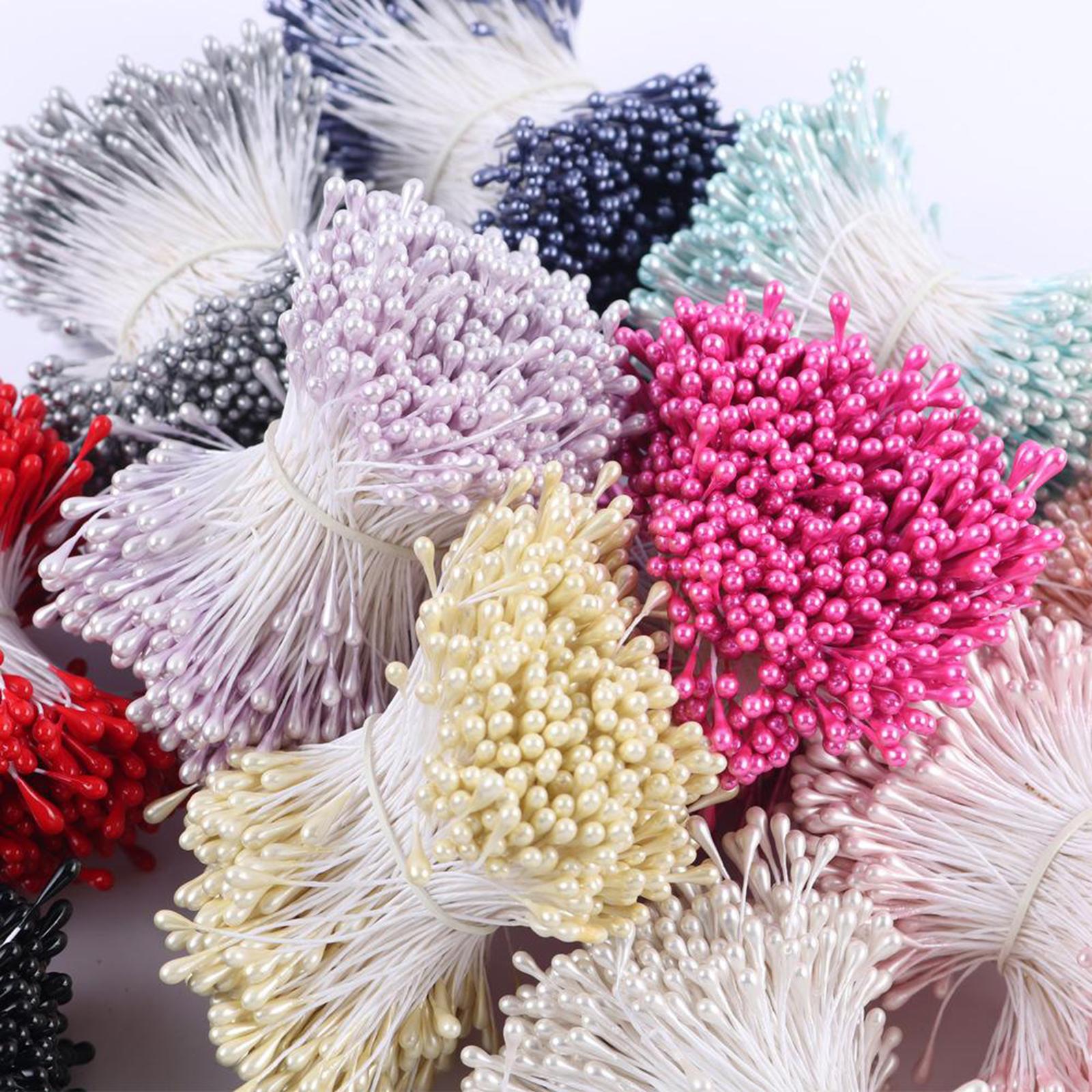 3x1800Pcs Artificial Flower Stamen Double Head Floral Craft DIY- 3mm White