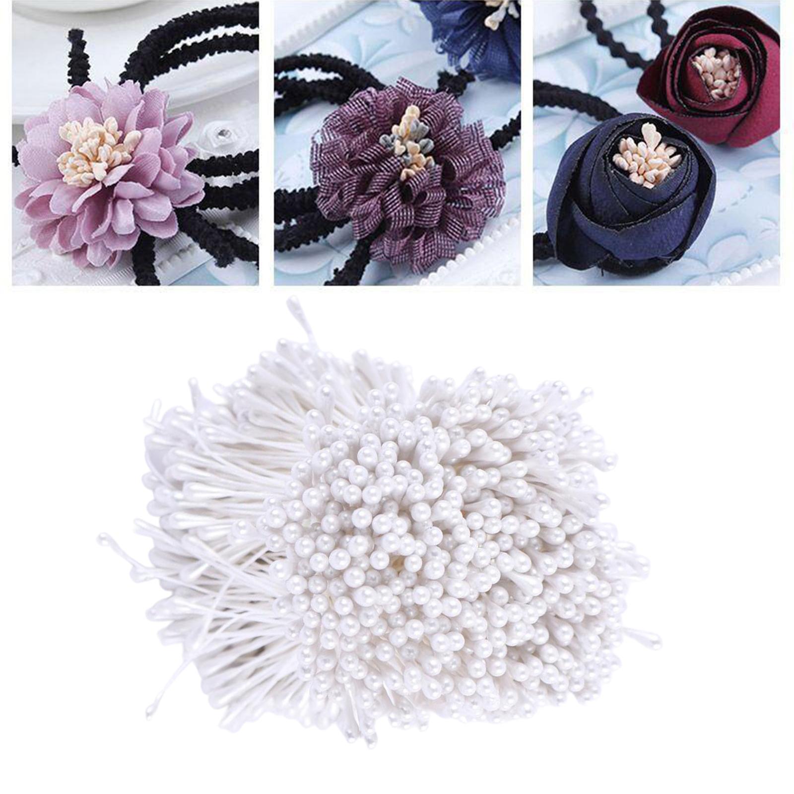 1800Pcs Artificial Flower Stamen Double Head Floral Craft DIY- 3mm White