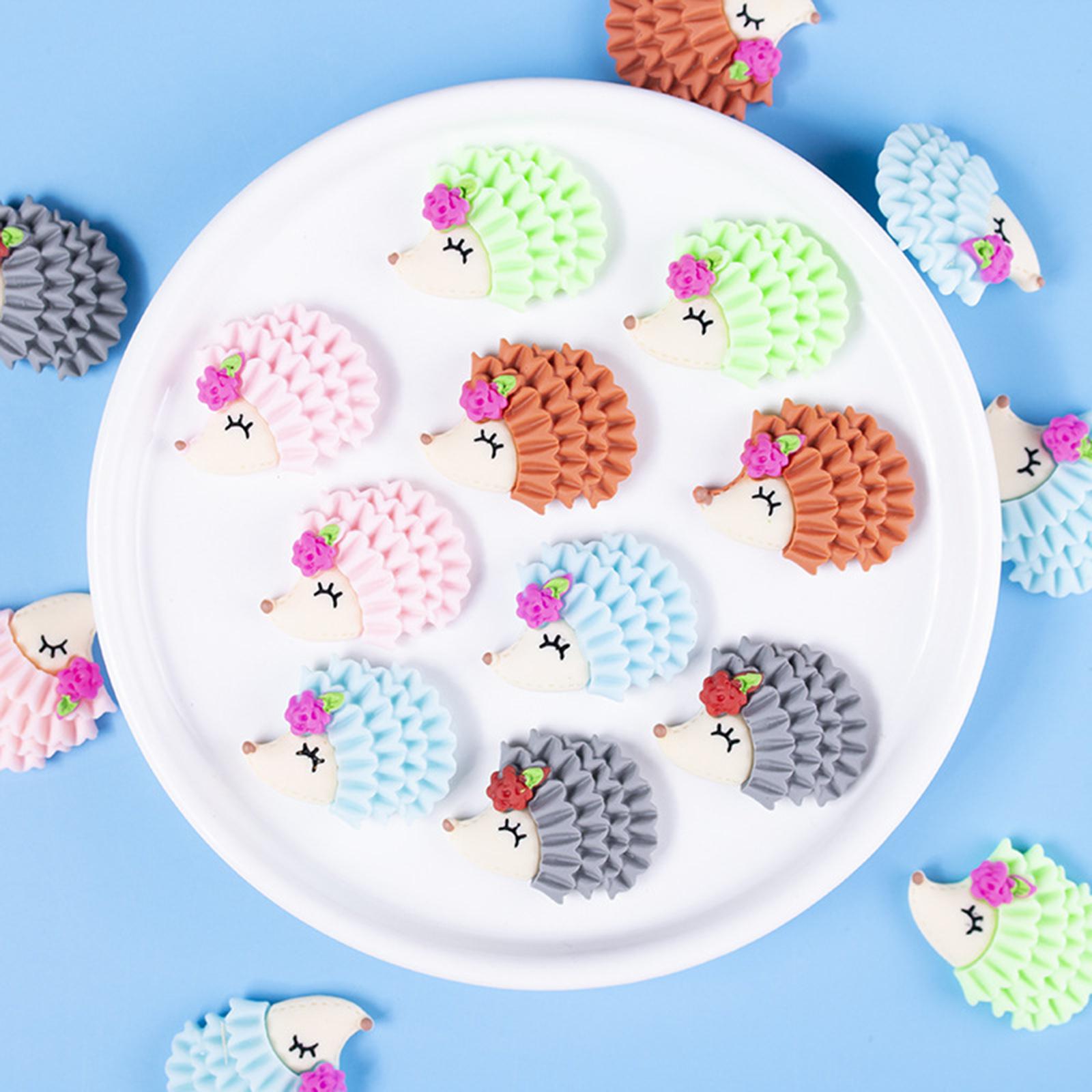 50pcs Little Hedgehog Cabochons Flatback Resin Mixed Colour 24mm x 30mm