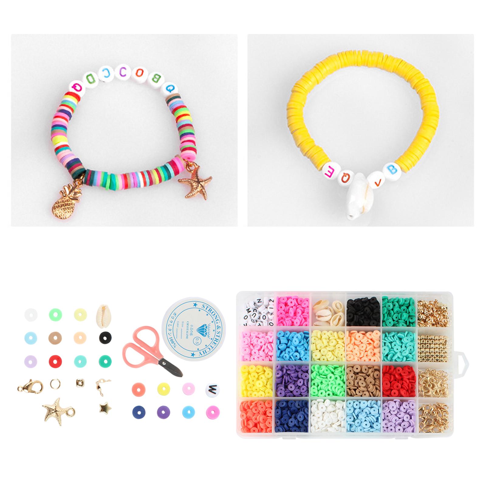 24 Grid Flat Round Polymer Clay Beads DIY Bracelets Jewelry Making Crafts