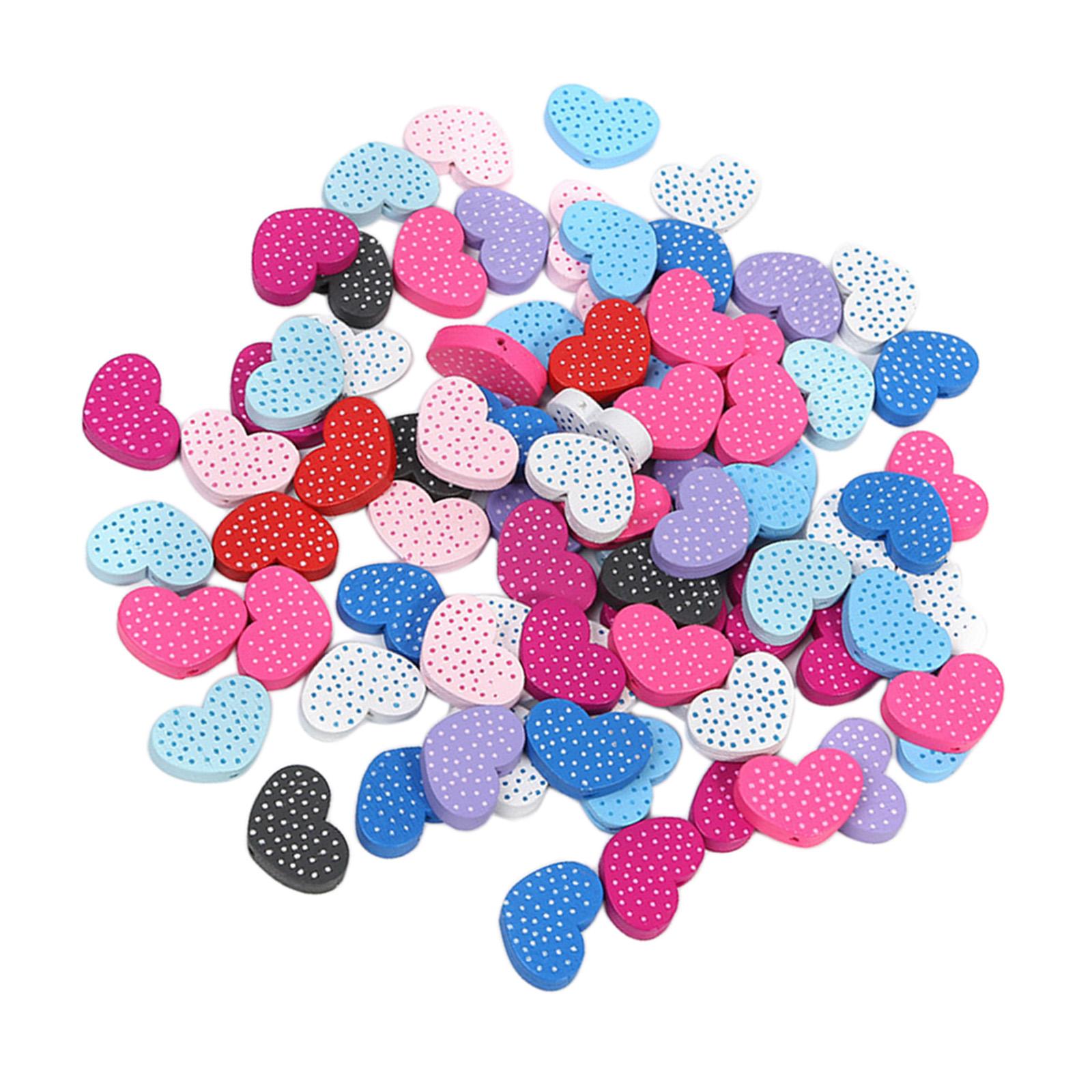 100 Pieces Beads Charms Heart for Jewelry Making Bracelet Choker Earrings