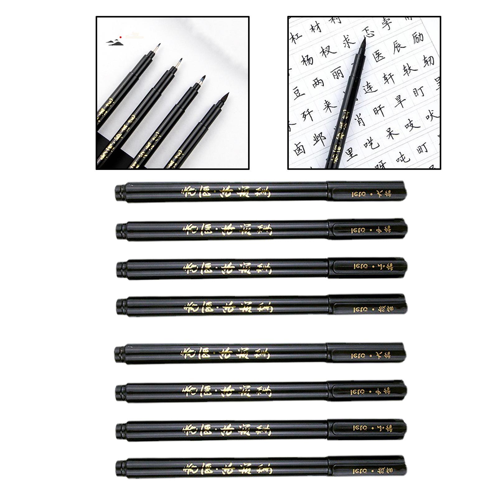 8Pcs Chinese Pen Writing Art Script Painting Brush Japanese Calligraphy Pen