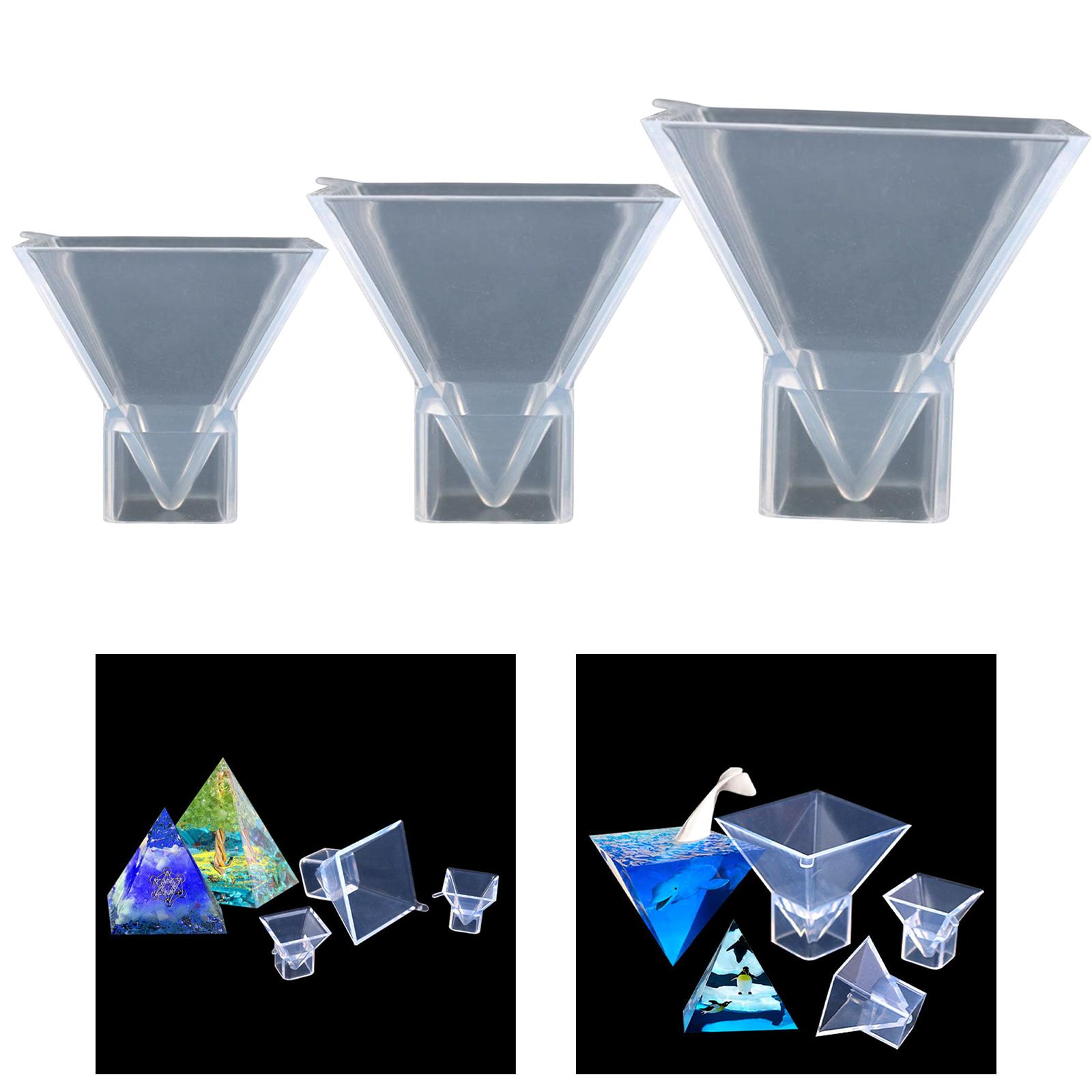 3x Clear Pyramid Silicone Mold Resin Casting Mould DIY Epoxy Crystal Tools