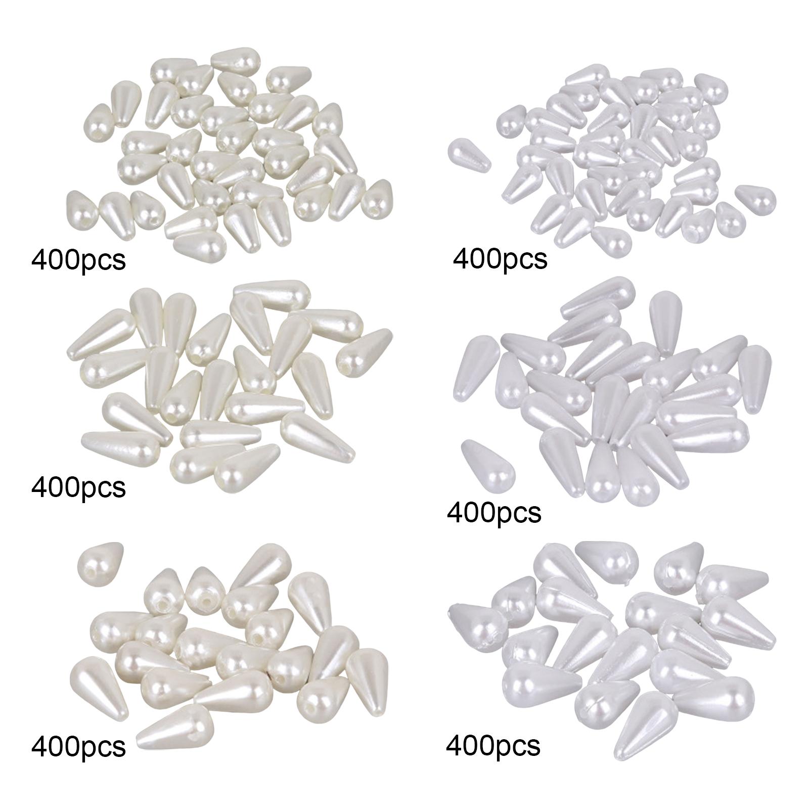 2xABS Waterdrop Imitation Pearl Beads for Jewelry Making White 6x10mm 400pcs