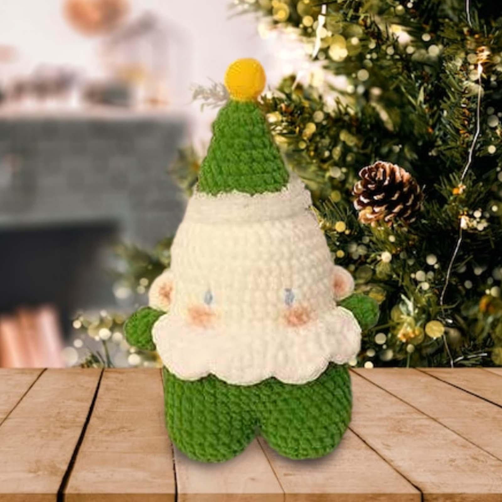 Christmas Crochet Set Handmade Beginners Knitted Handicraft Crocheting Craft Green Santa