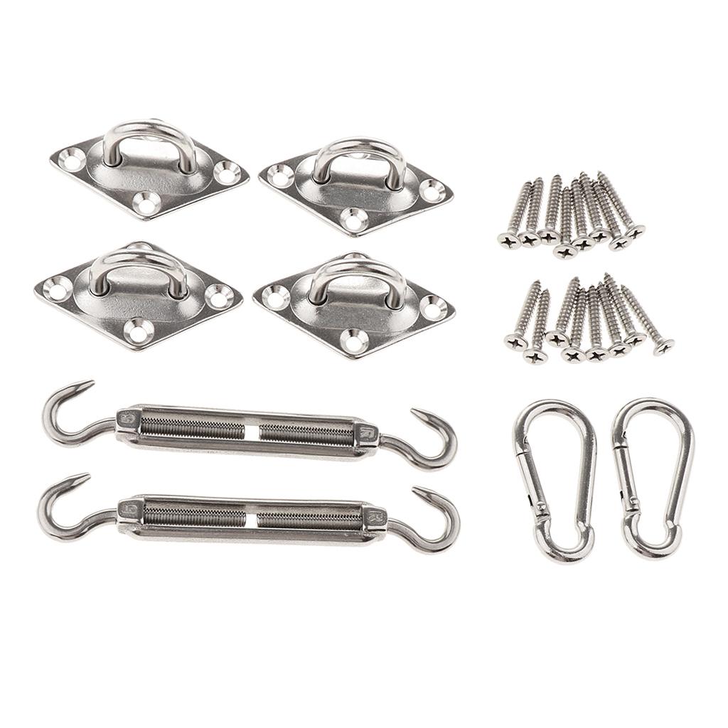 Quadrilateral Sun Shade Sail Stainless Steel Hardware Installation Kit 5mm