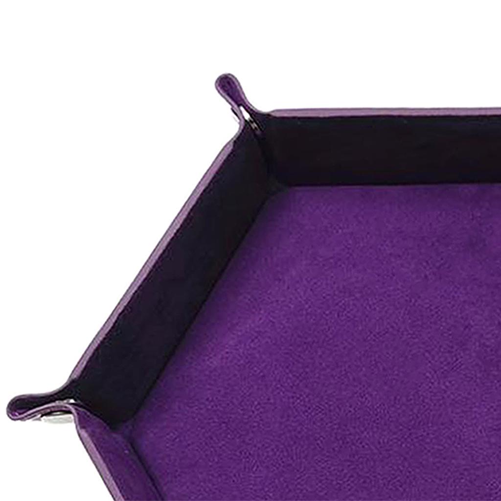 Dice Tray Foldable Leather Storage Box Desktop Storage Holder Purple