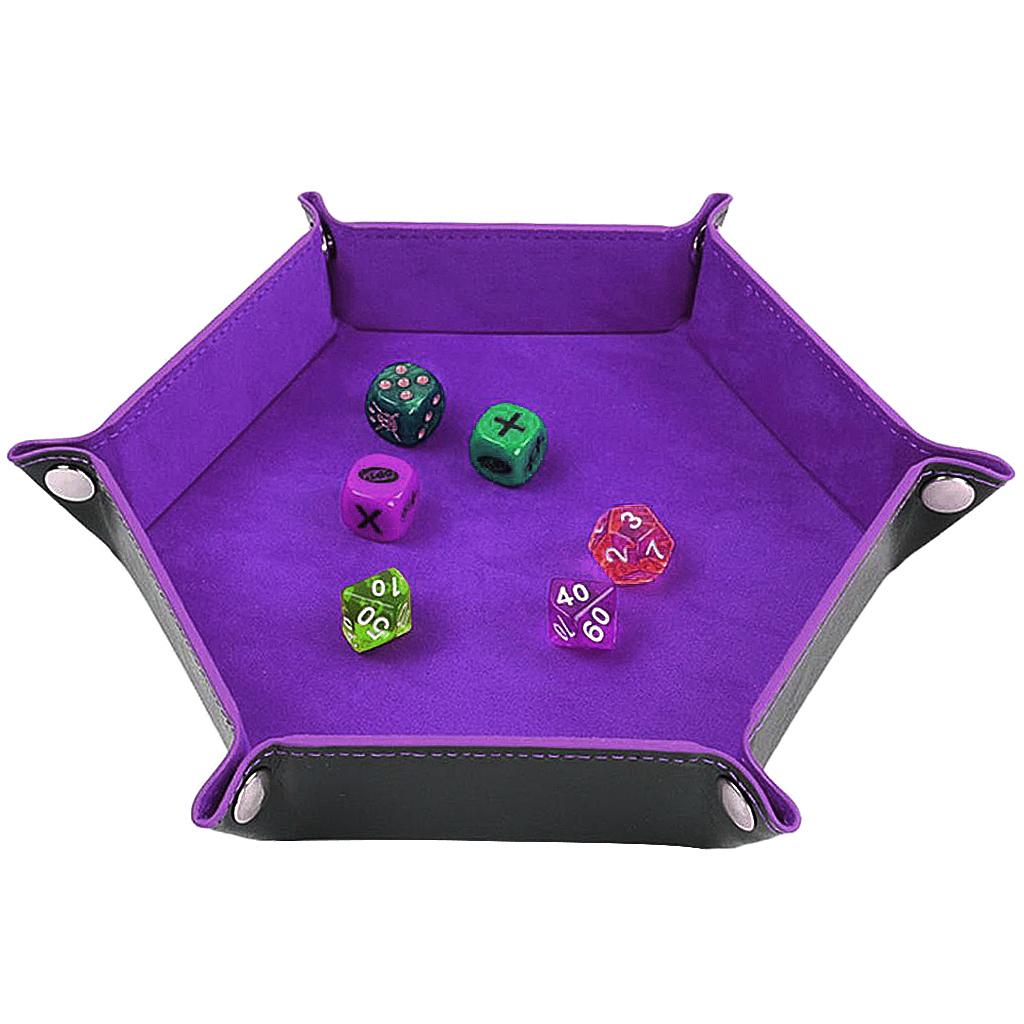 2xDice Tray Foldable Leather Storage Box Desktop Storage Holder Purple