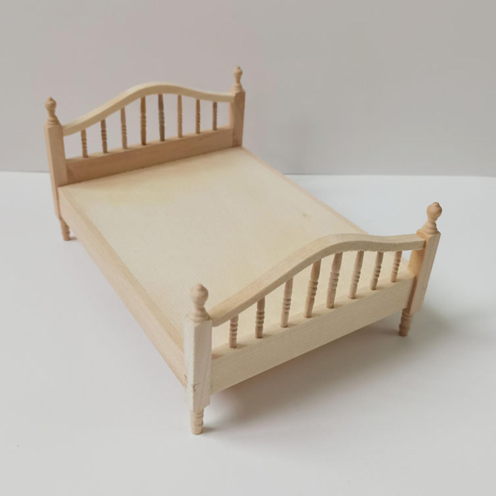 2pcs 1:12 Scale Dollhouse Double Bed Collection Bedd for Kids