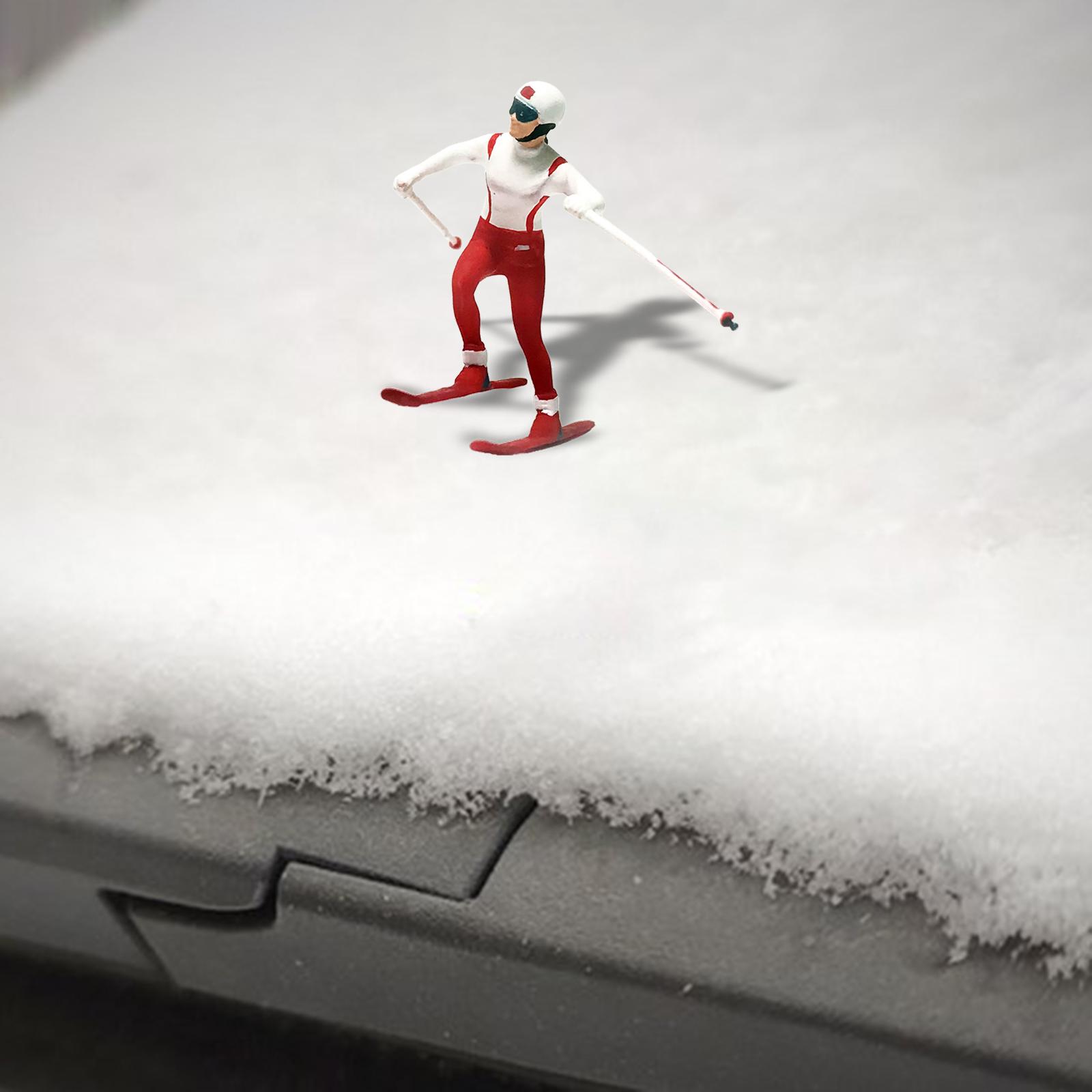 Resin 1/87 Skiing Figures Scenery Figure  Scenes Accessories  Red