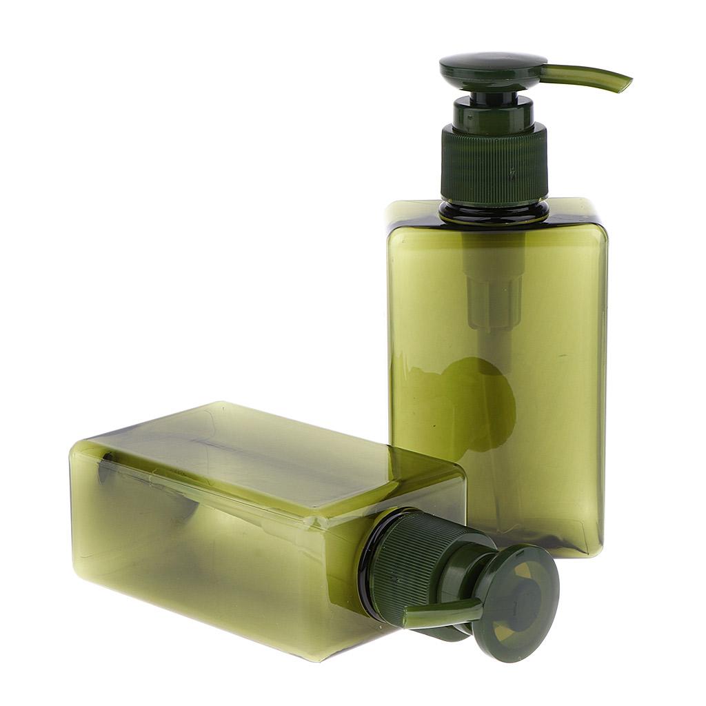 2 Pcs 150mL Empty PET Shampoo Conditioner Pump Bottles Container Green