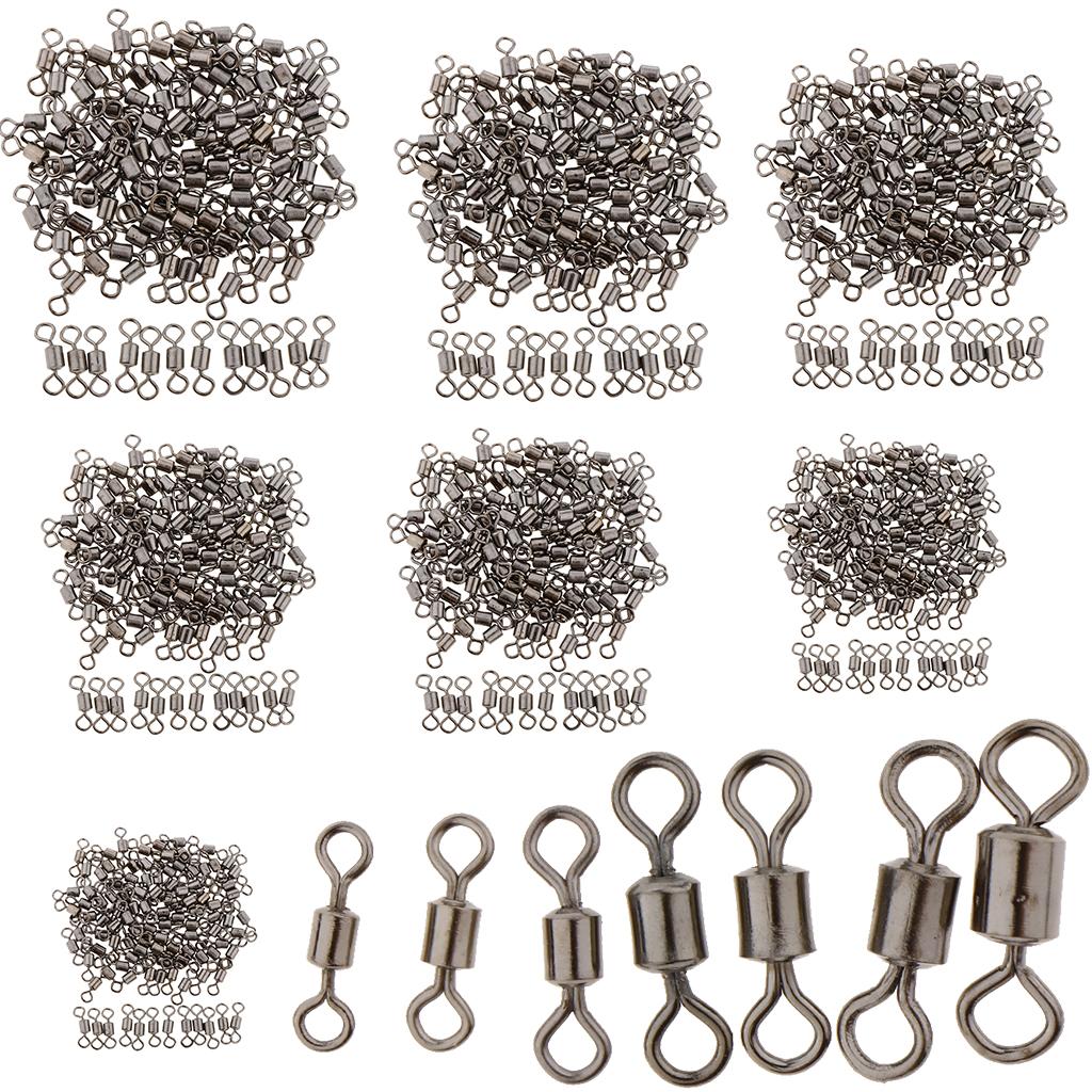100pcs Fishing Barrel Bearing Rolling Swivel Solid Ring Connector Snap 10