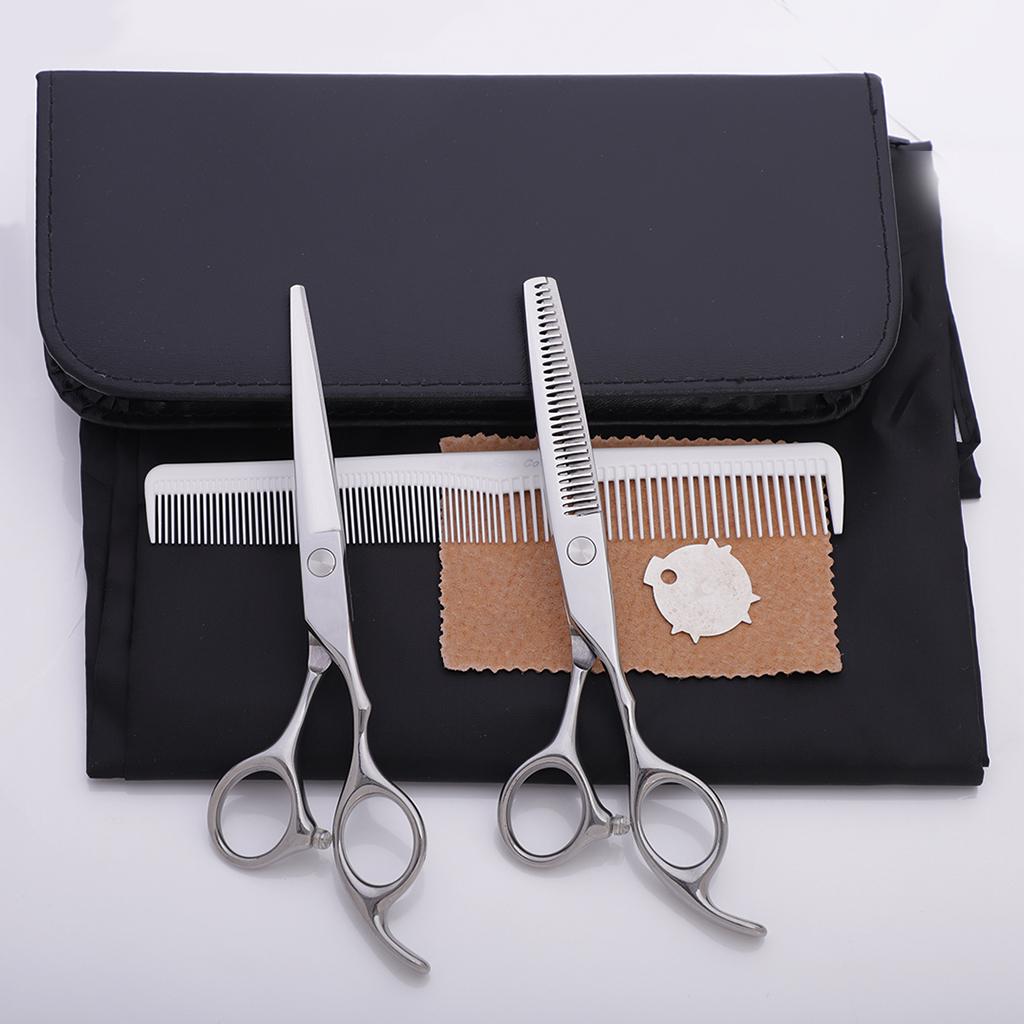 6" Stainless Steel Barber Cutting Thinning Texturizing Scissors Comb Set Silver