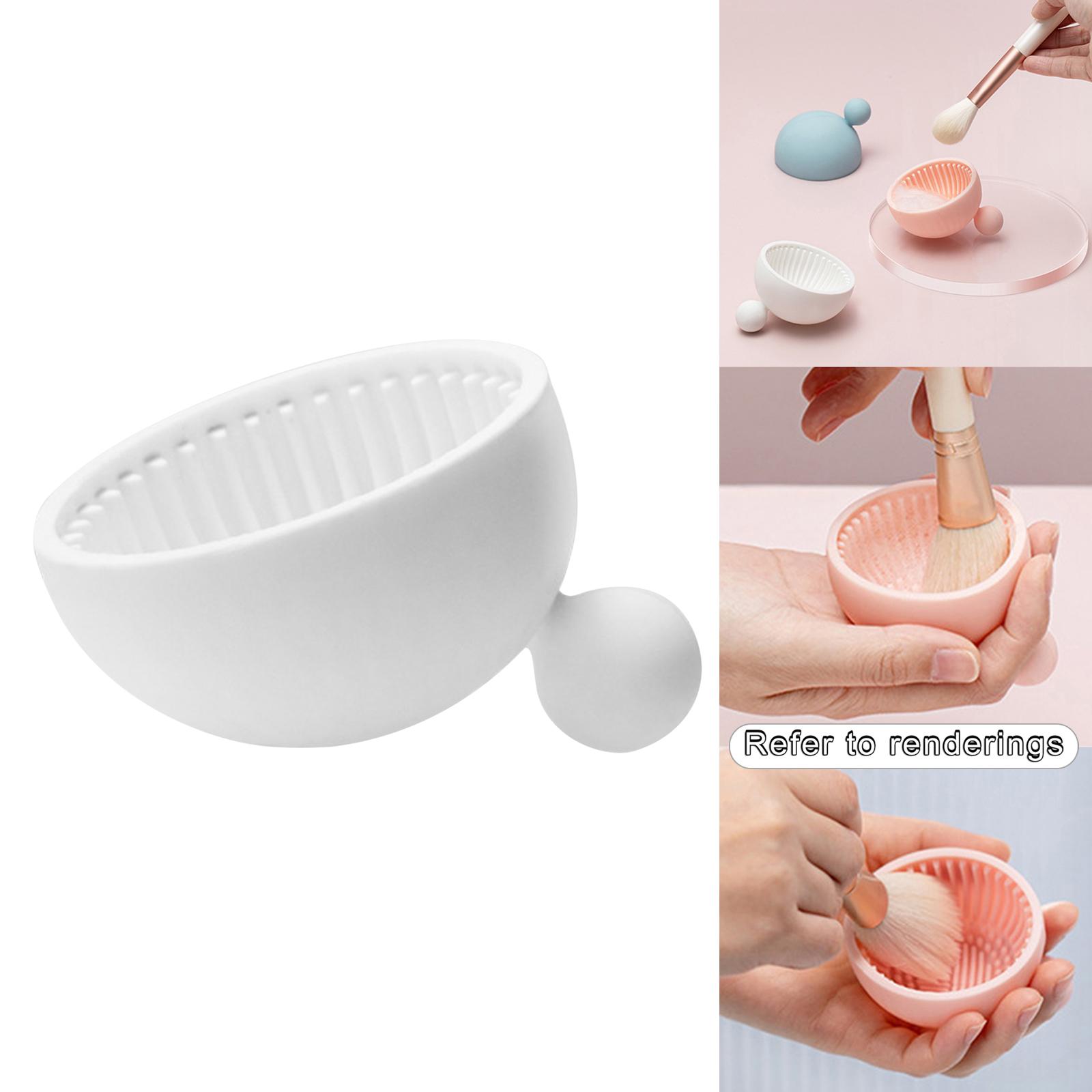 Portable Makeup Brush Cleaning Bowl Silicone Convenient Home Travel White