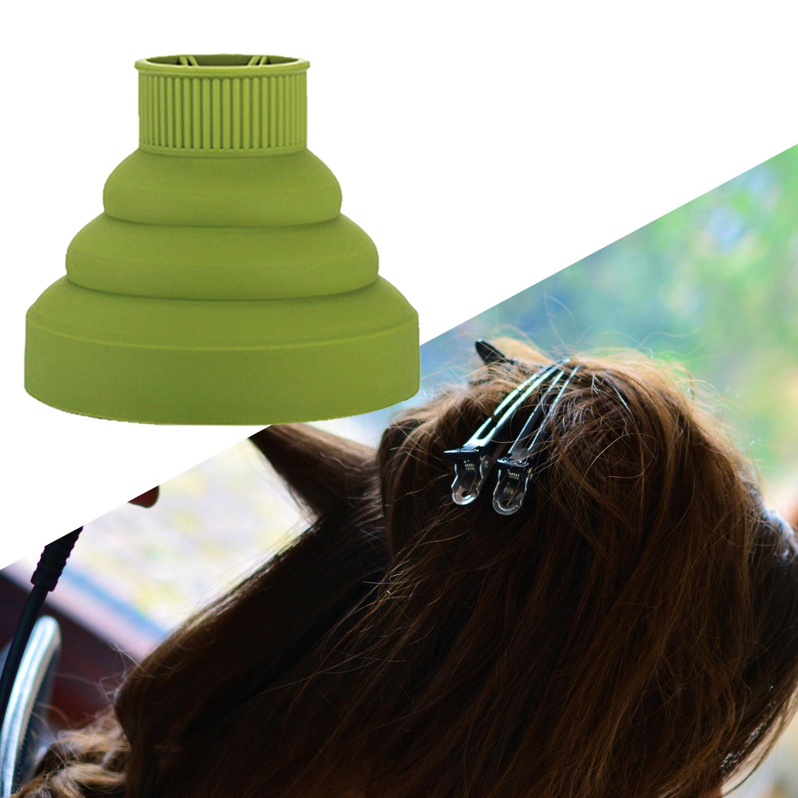 Retractable Hair Dryer Diffuser Hood Silicone for Salon Home Women Green
