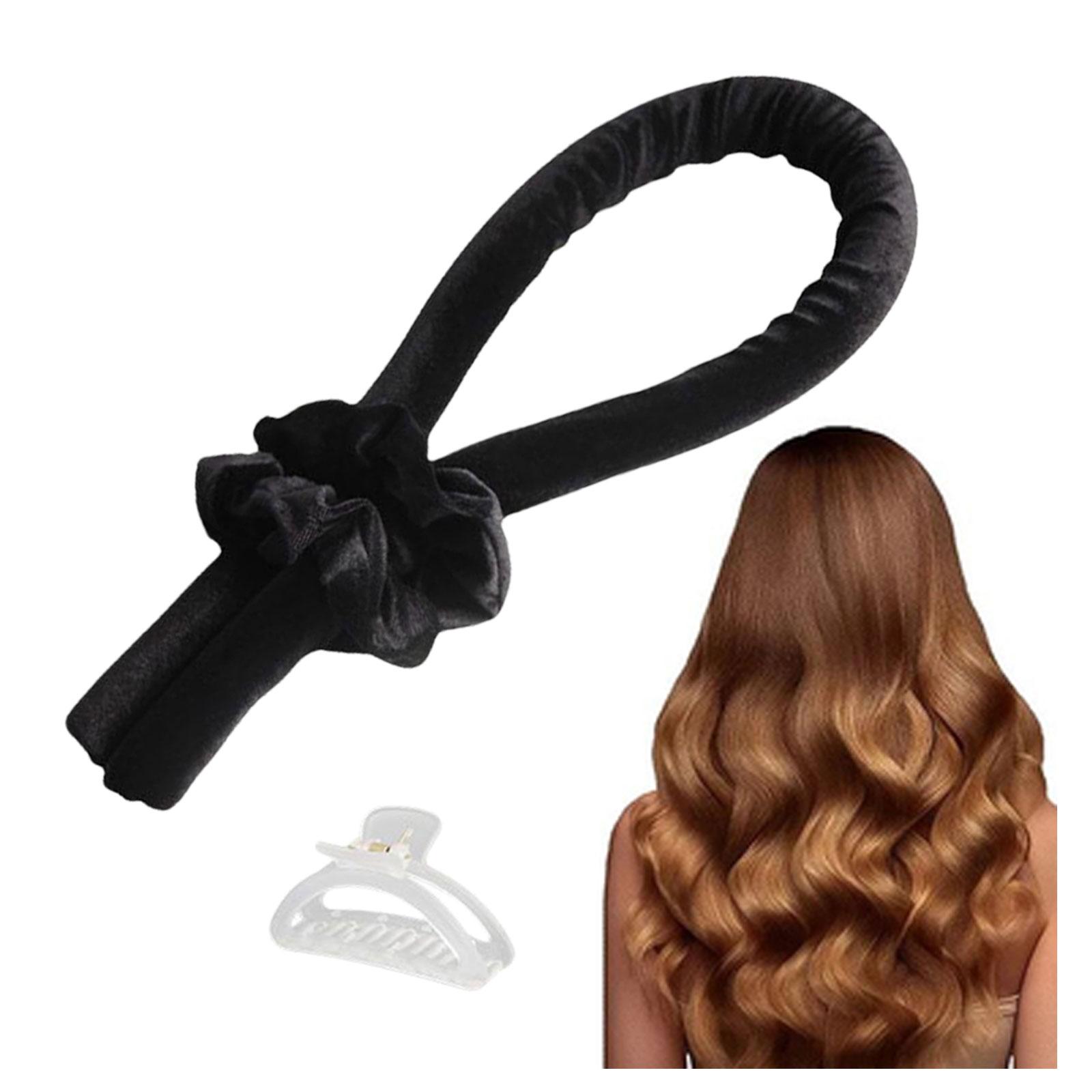 Women Heatless Curling Rod Sleep Overnight Long Hair Lazy Curler  Black