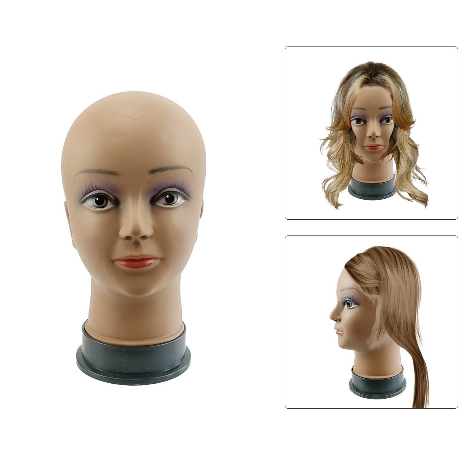 Female Mannequin Head Bald Cosmetology for Hat Display Practice Brown