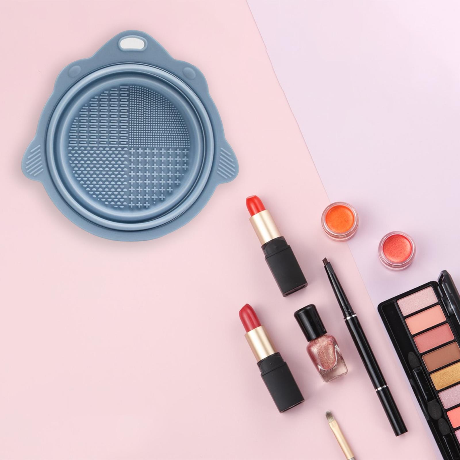 Silicone Makeup Brush Cleaning Mats Scrubber Compact for Cleaner blue