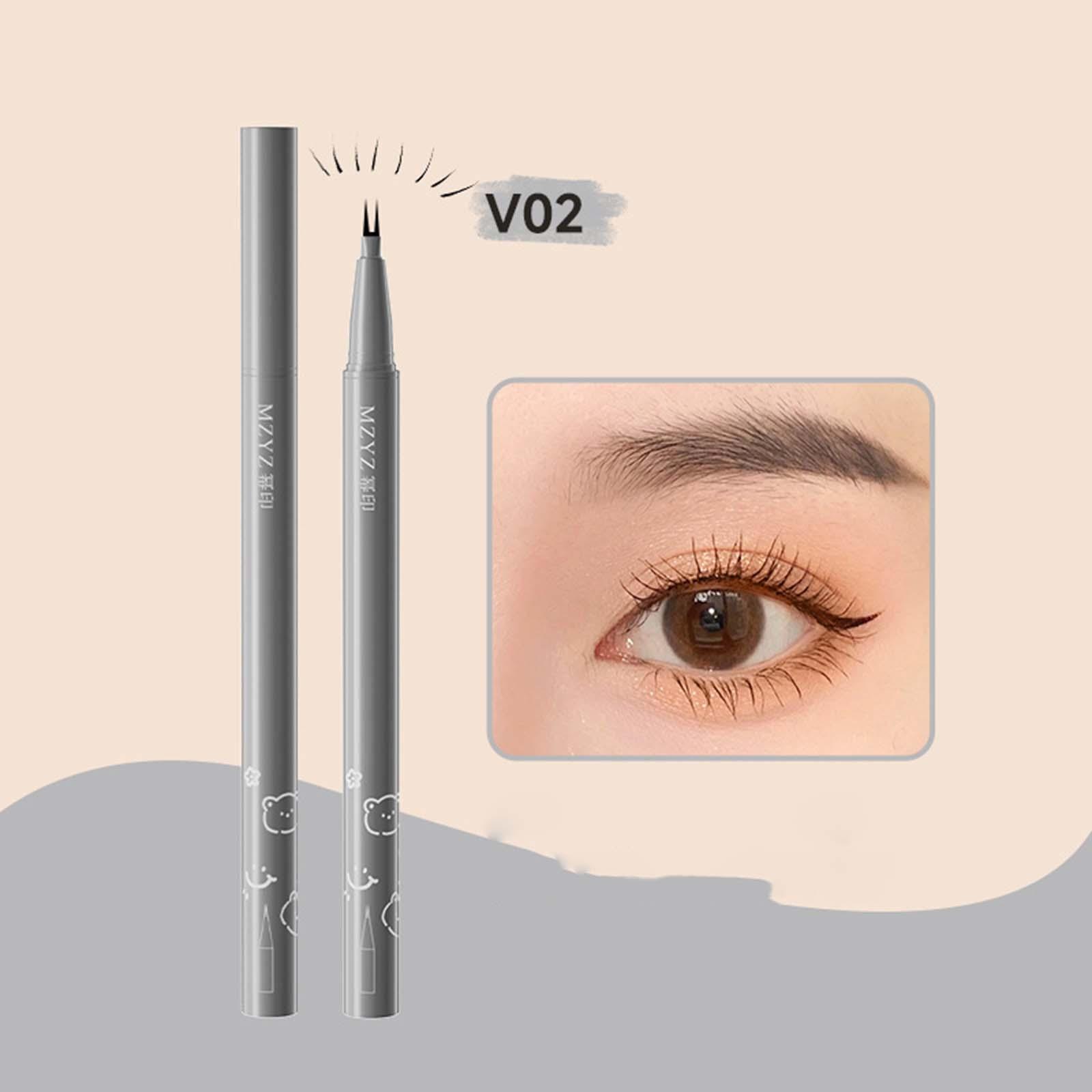 Double Tip Lower Eyelash Multifunction Eye Makeup Pen for Party Wedding Home Gray Brown