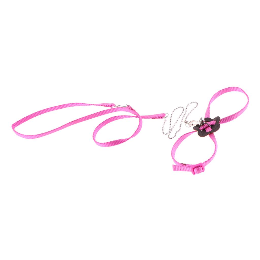 Small Animals Adjustable Harness Walking Leash for Hamsters Rabbit Pink