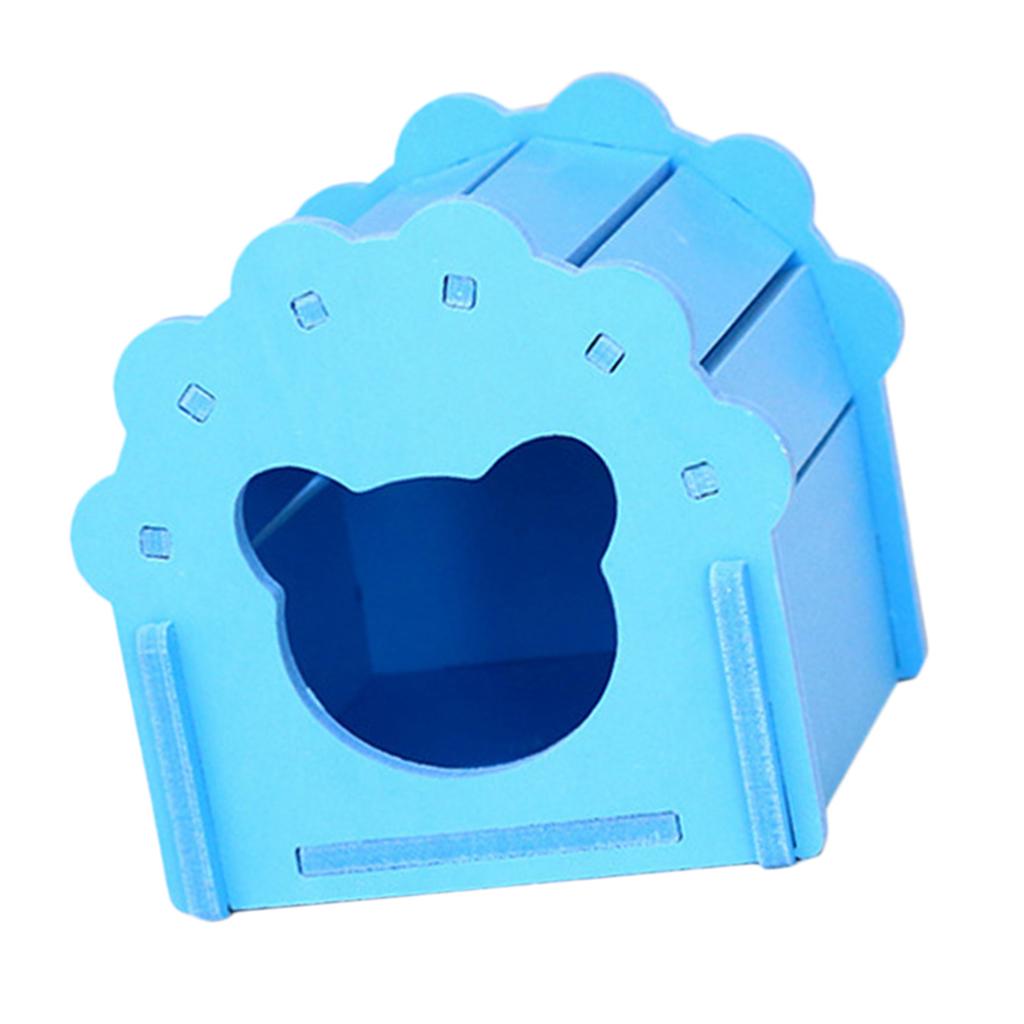 Summer Cooling Hamster Hideout Hut Small Animal Wooden Hamster House  Blue 