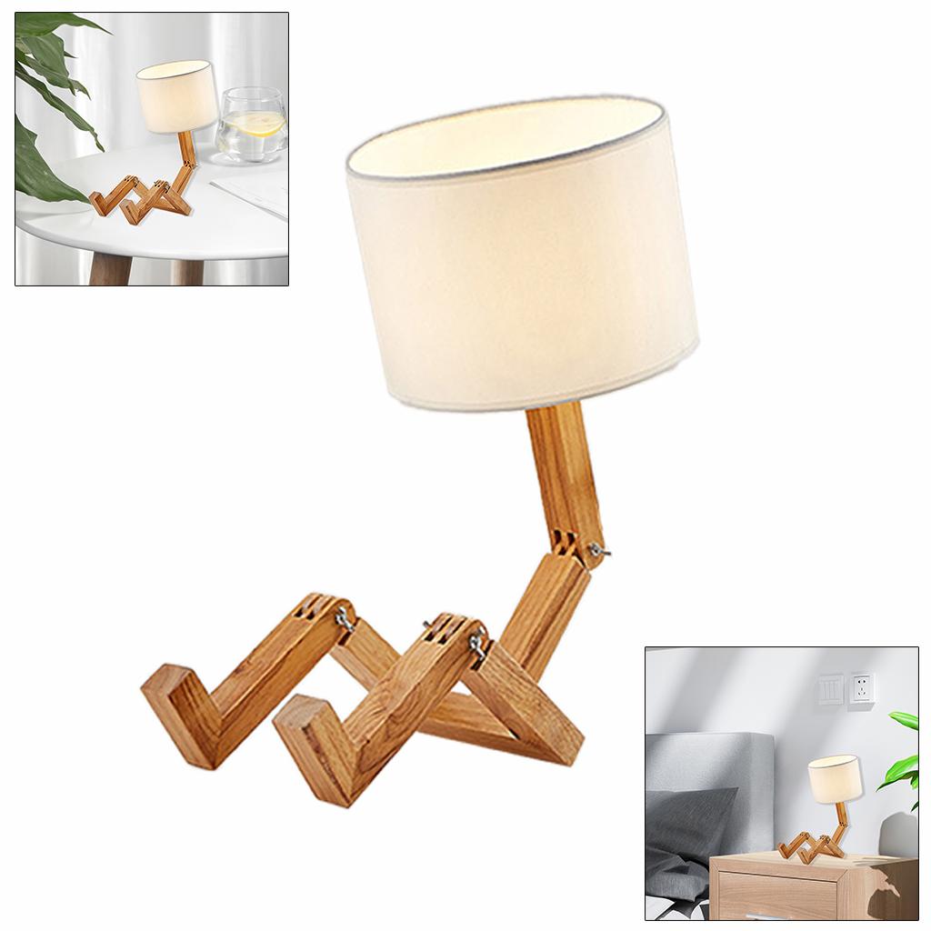 Table Lamp Adjustable Arm Reading Light Bedside Lamp w/Fabric Shade White