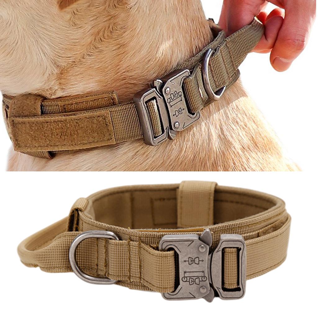 Pets Neck Belt Adjustable Nylon Dog Collar for Training Outdoor Walking Mud Color M:36-48