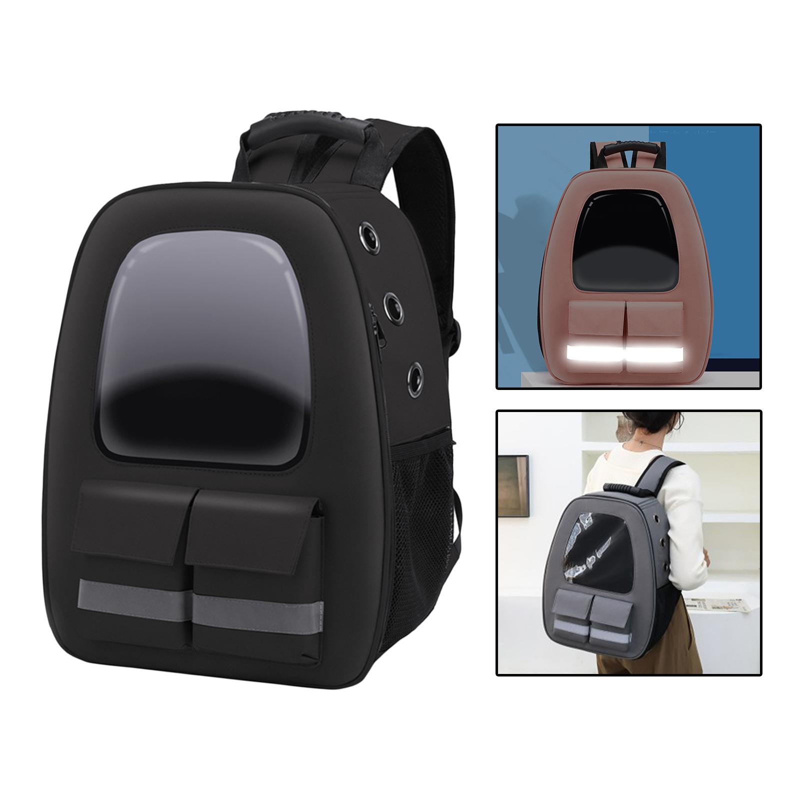 Cat Carrier Backpack Transparent Airline Approved for Outdoor Travel Black