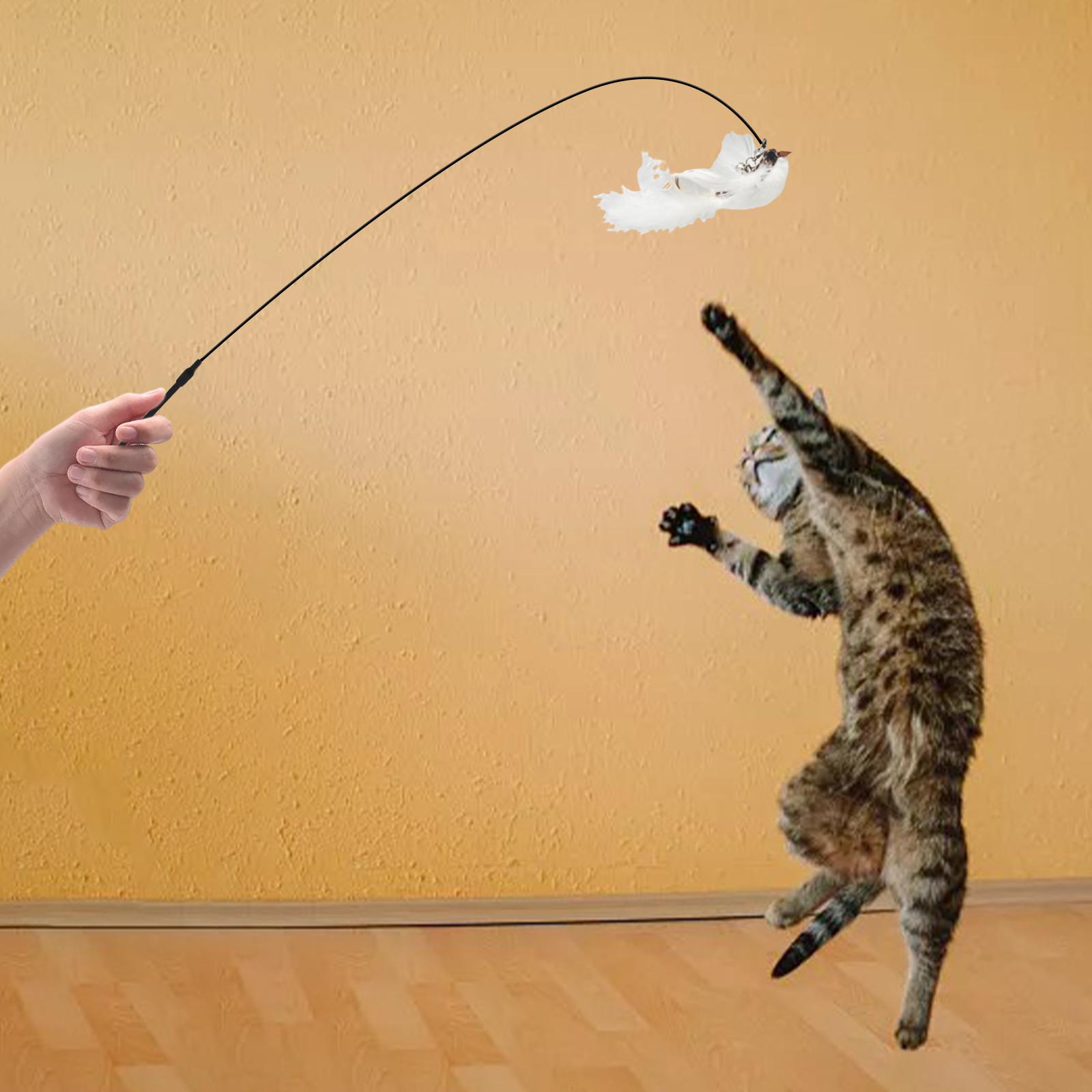 Interactive Toys Cat Teaser Catcher Cat Feather Wand Toy White Bird