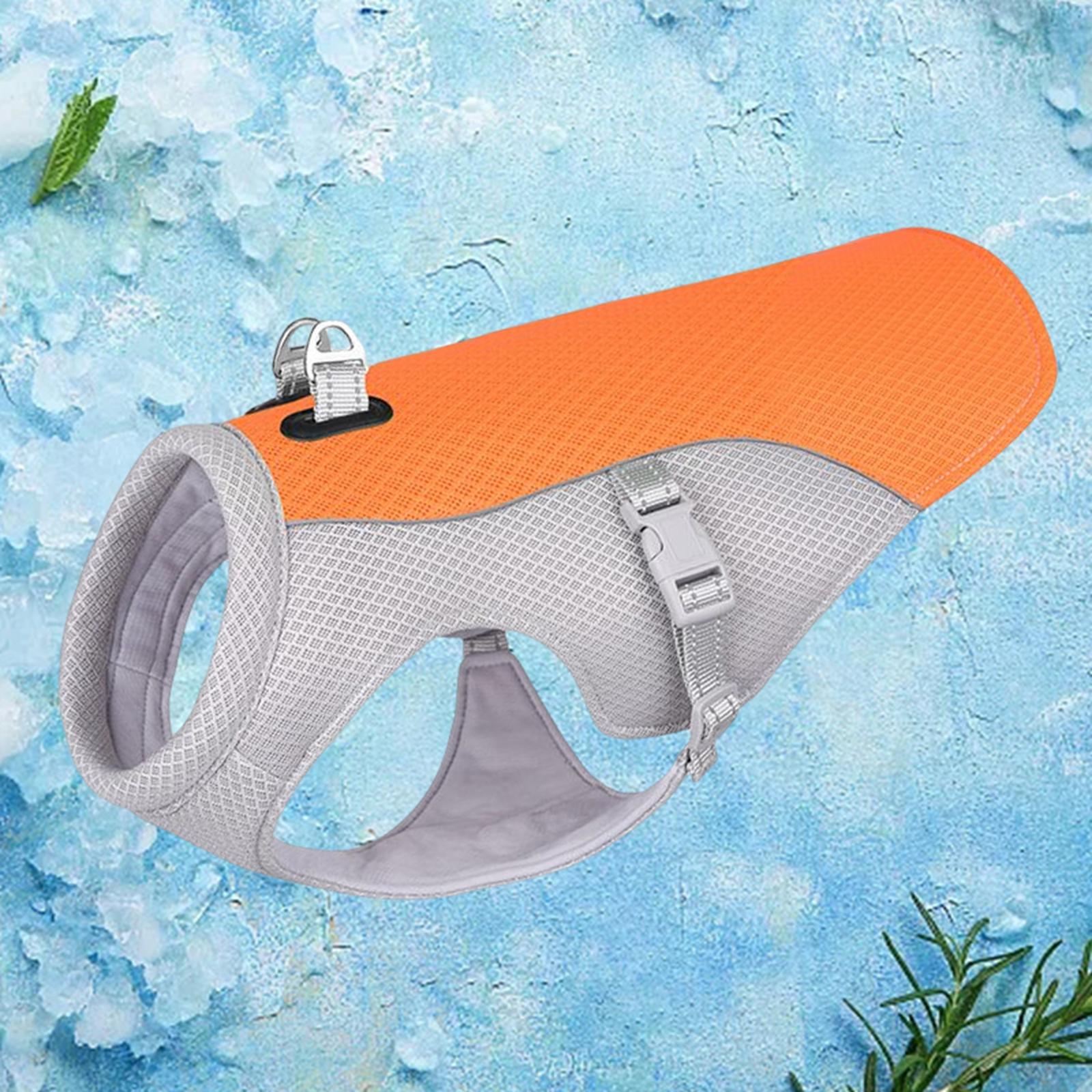 Dog Cooling Vest Adjustable Reflective Cooler Jacket Coat  Small Orange