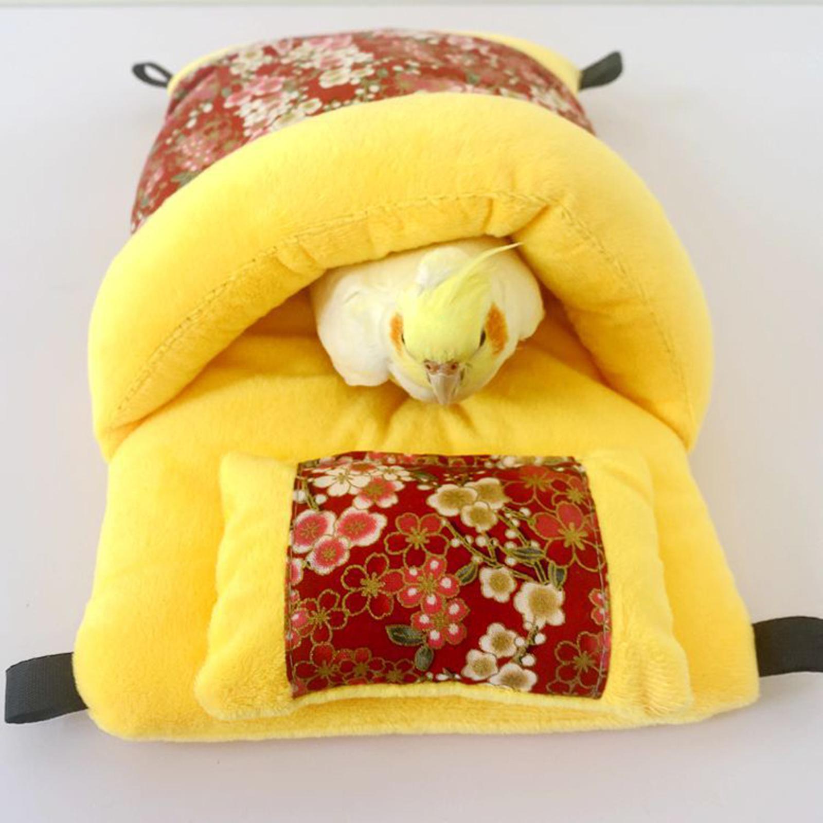 House Bird Nest Cotton Cockatoo Parakeet Lovebird Parrot Hanging Hammock Bed Yellow