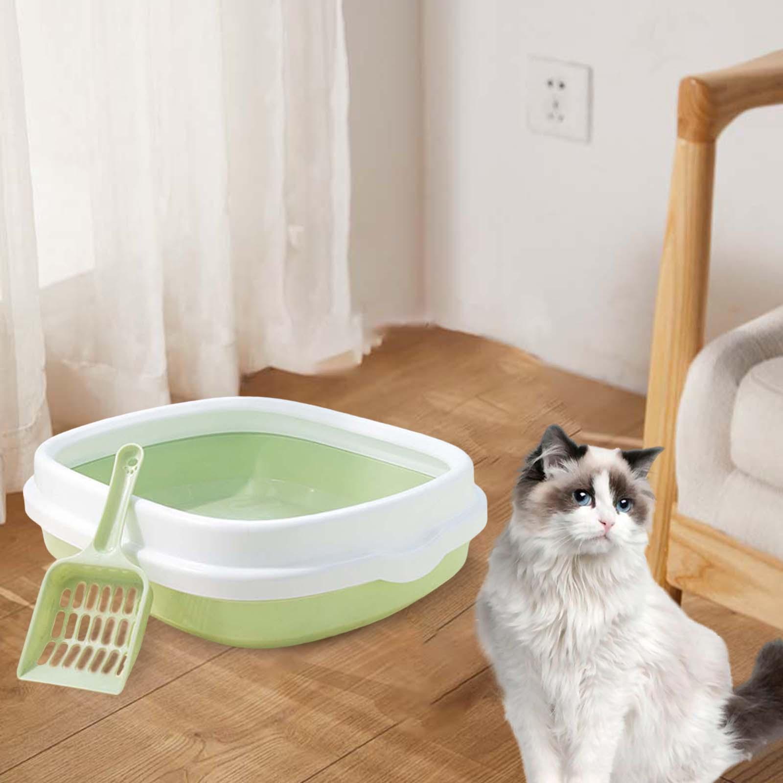 Semienclosed Cat Toilet Stronger Durable Travel Litter Pan Cleaning Rabbit Green