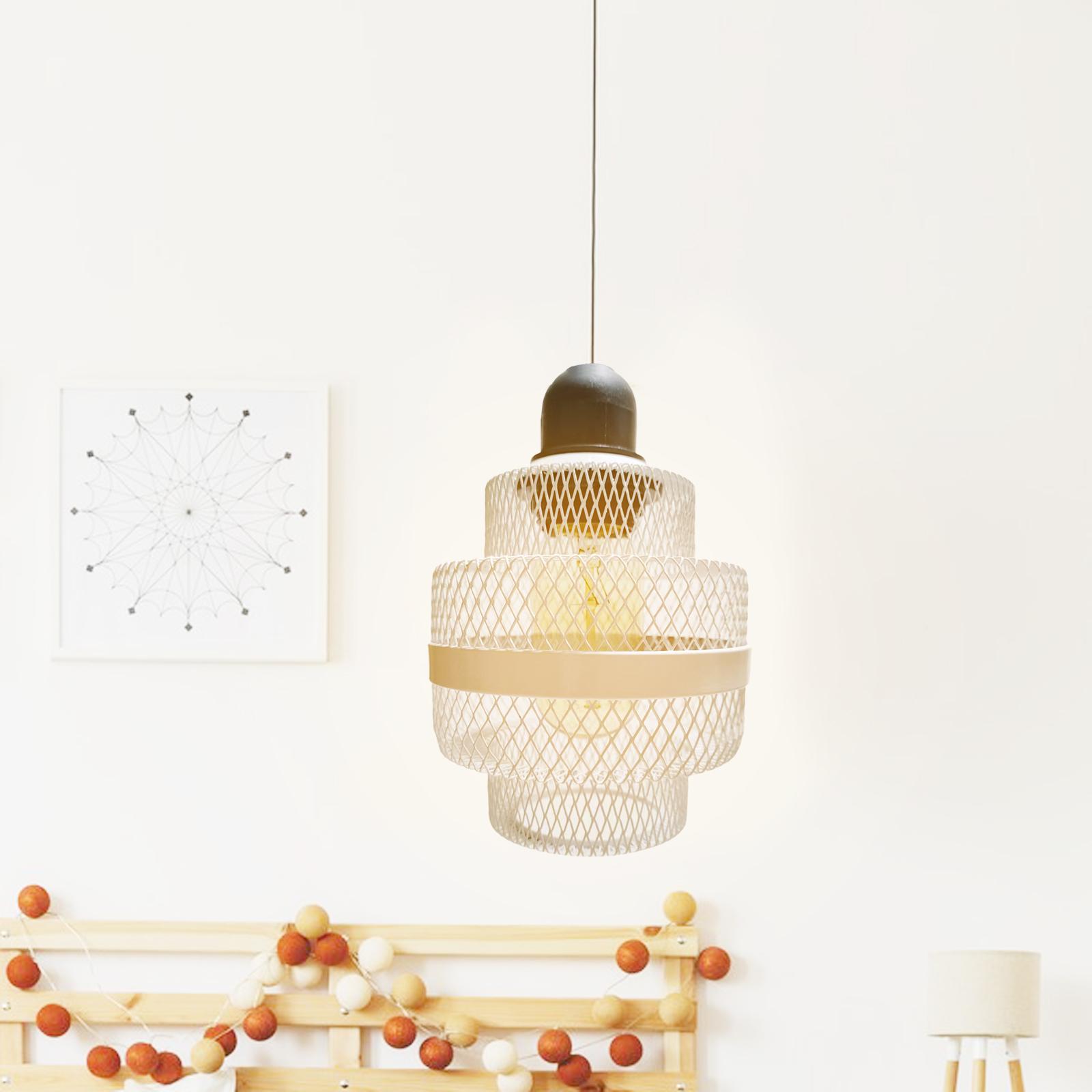Hanging Pendant Light Lampshade Fitting Lighting Metal Wire Light Cage Cover White